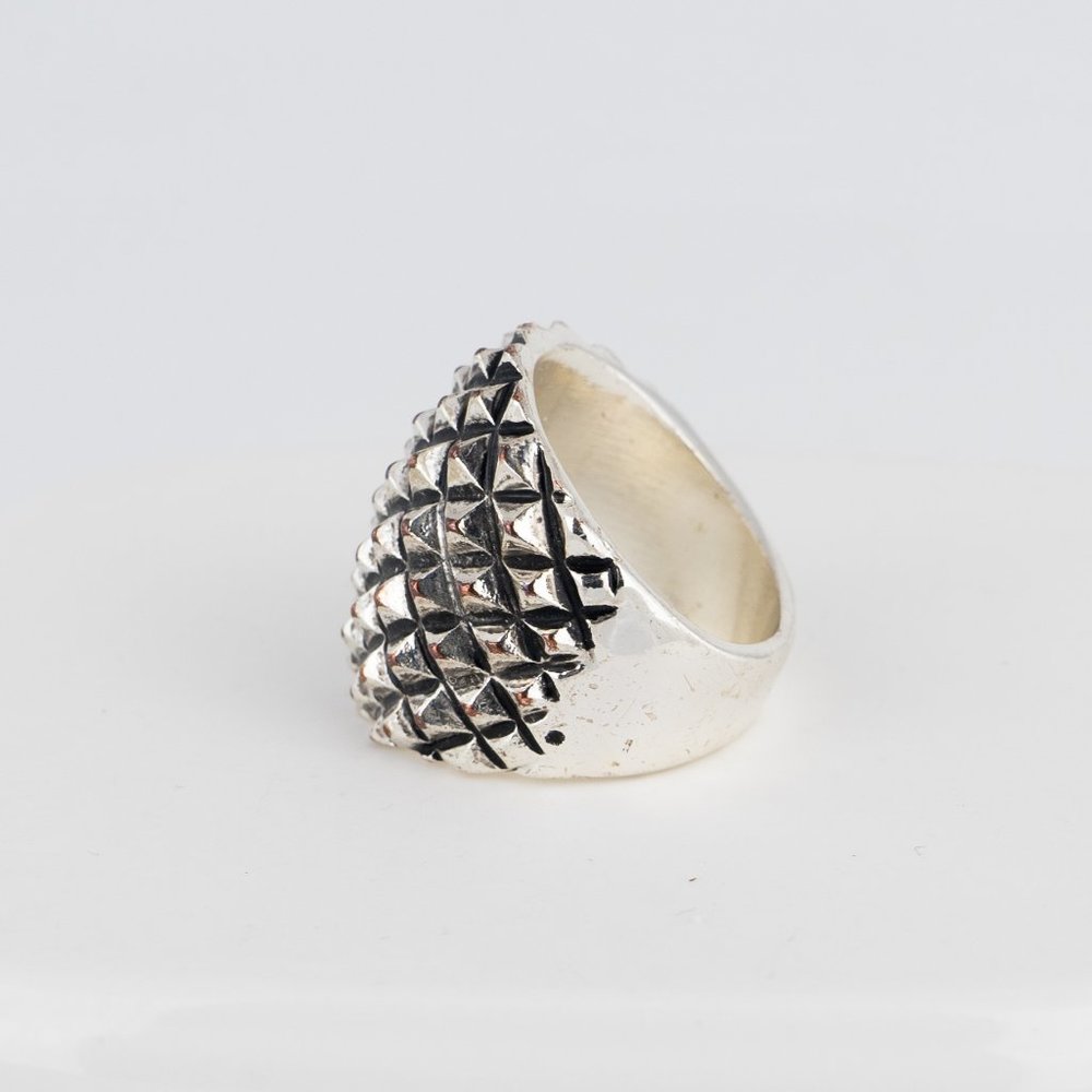 Studded Silver Tone Ring Size 8.75 Men's Unisex Spike Cocktail Statement Goth